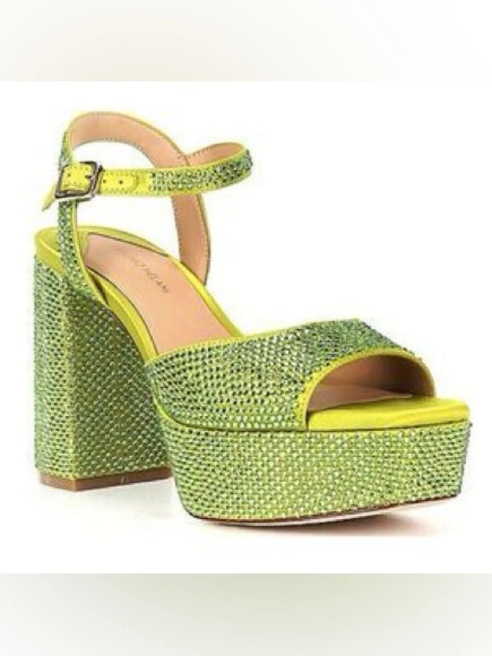 ANTONIO MELANI Neon Green Crystal Platform Sandals NWT SIZE 7.5